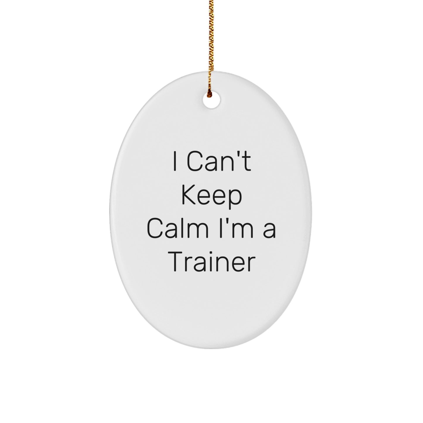 Funny Trainer Gifts for Men from Friends on Christmas - I Can't Keep Calm I'm A Trainer Oval Ornament - Image 1