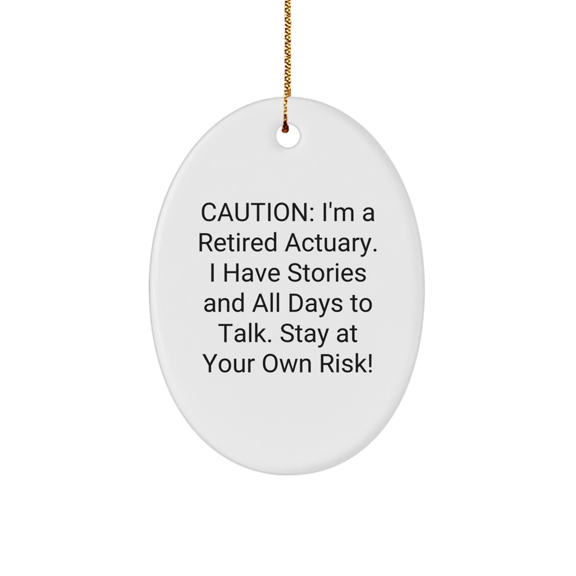 Funny Actuary Gifts from Friends, Actuary Oval Ornament for Men, Caution Warnings on Christmas Unique Gifts - Image 1