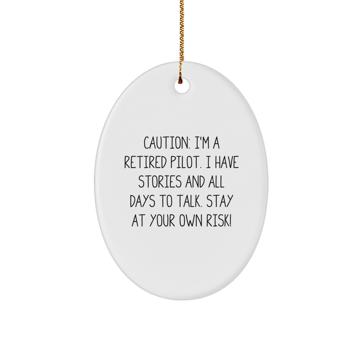 Pilot Gifts from Friends, Gifts for Retired Pilots, Funny Oval Ornament, Christmas Unique Presents - Image 1