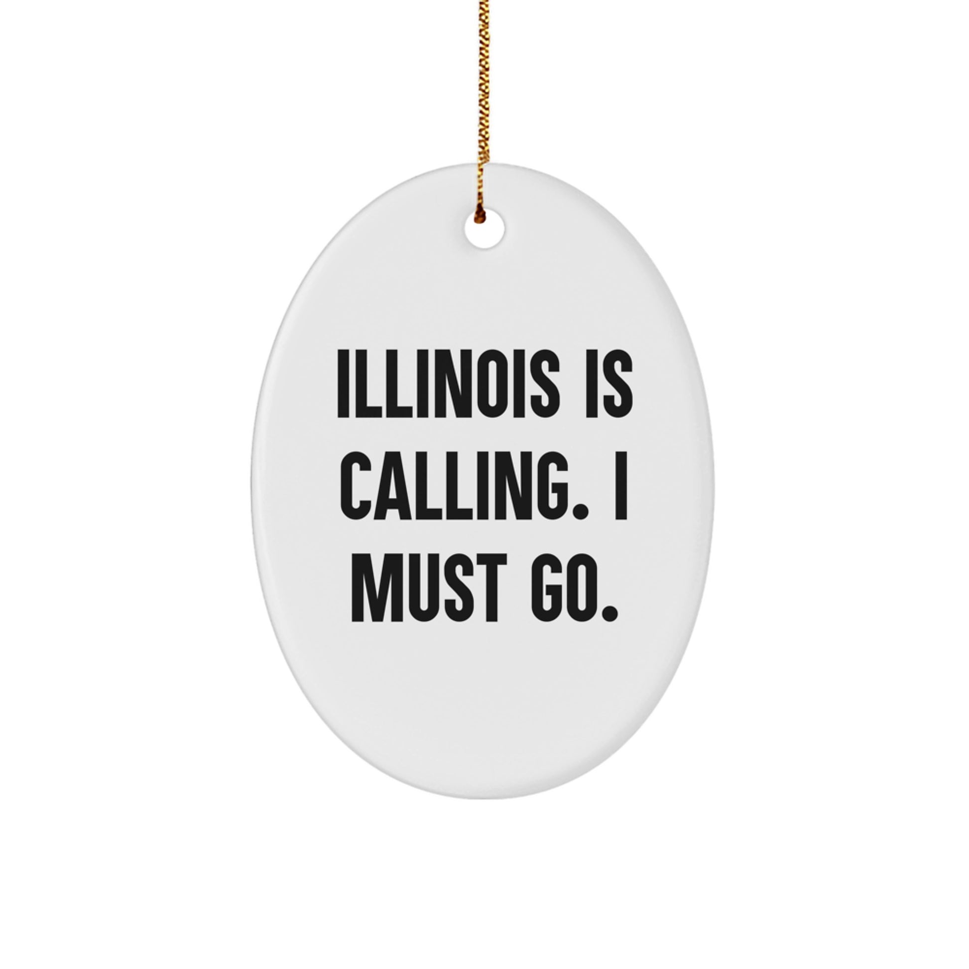 Illinois Gifts from Friends, Family, or Coworkers - Oval Ornament with Funny Quote, Perfect for Christmas - Image 1