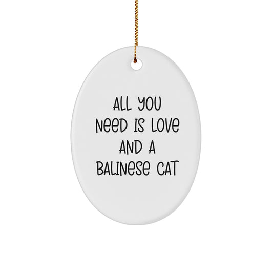 Balinese Cat Lovers Gifts from Family - All You Need Is Love And A Balinese Cat Oval Ornament for Christmas - Image 1