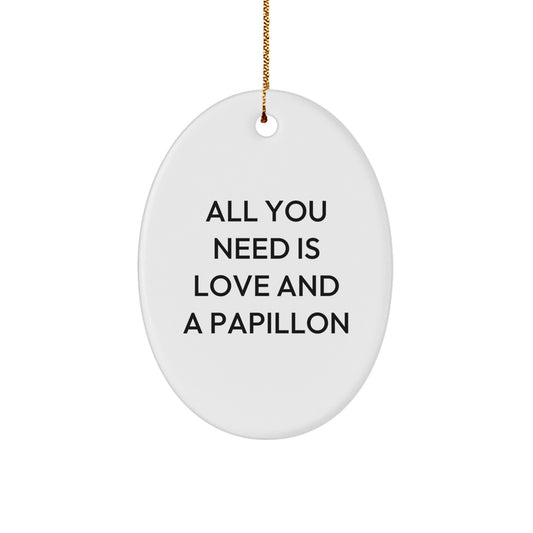 Papillon Dog Lovers Gifts from Friends for Christmas Unique Oval Ornament - Image 1