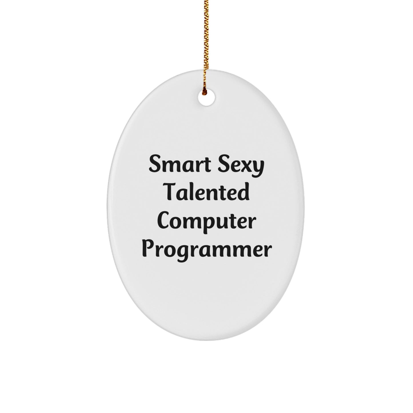 Computer Programmer Gifts, Funny Quote Oval Ornament, Gifts from Friends for Men, 3.25 x 1/8 inch Durable MDF, Sublimation Print, Christmas Unique Gifts - Image 1