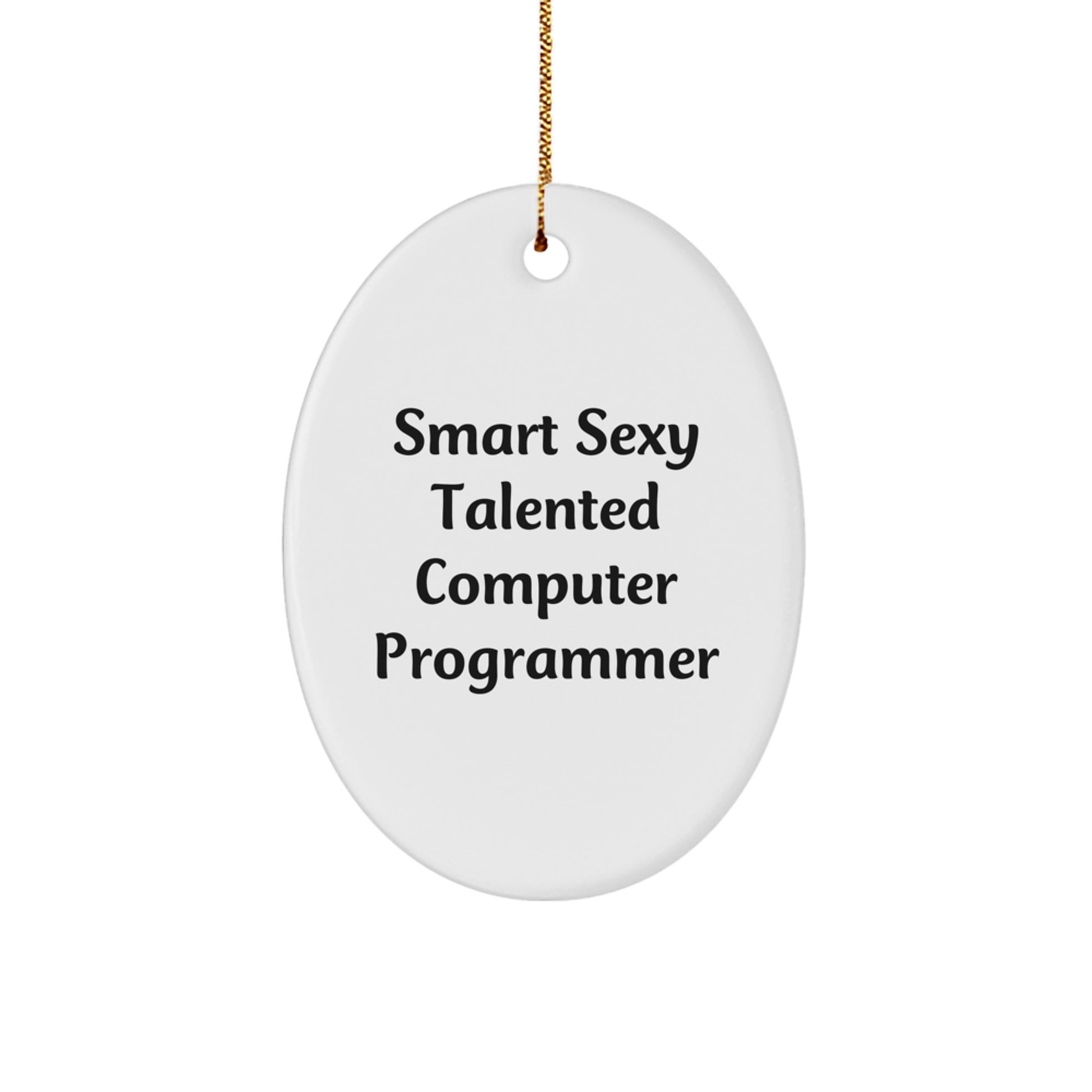 Computer Programmer Gifts, Funny Quote Oval Ornament, Gifts from Friends for Men, 3.25 x 1/8 inch Durable MDF, Sublimation Print, Christmas Unique Gifts - Image 1