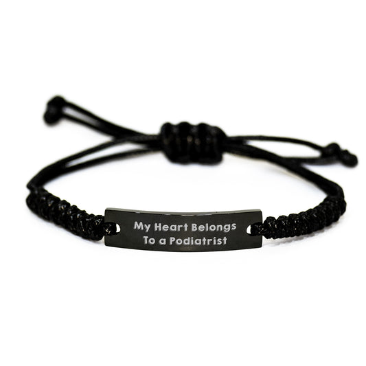 Funny Podiatrist Gifts from Friends Graduation Unique Rope Bracelts with 'My Heart Belongs To A Podiatrist' Quote for Podiatrist - Image 1