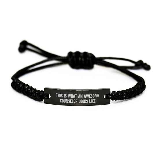 Funny Counselor Gifts from Friends to Awesome Counselors, Rope Bracelet Birthday Unique Presents for Counselor with Quote 'This Is What An Awesome Counselor Looks Like' - Image 1