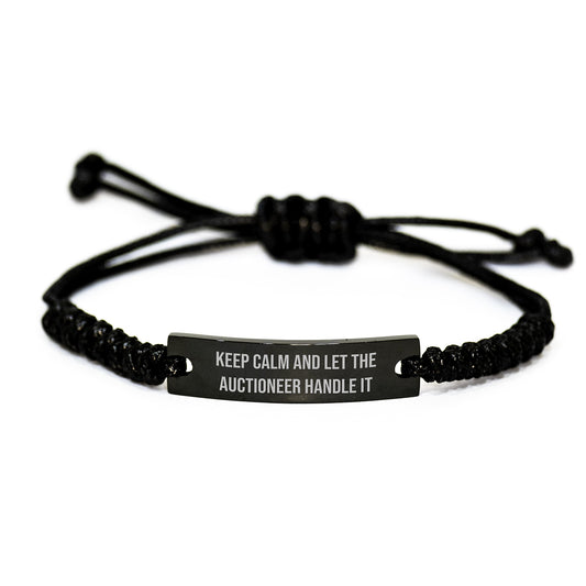 Funny Auctioneer Gifts from Men to Friends - Keep Calm And Let The Auctioneer Handle It Rope Bracelet for Graduation Unique Gifts - Image 1