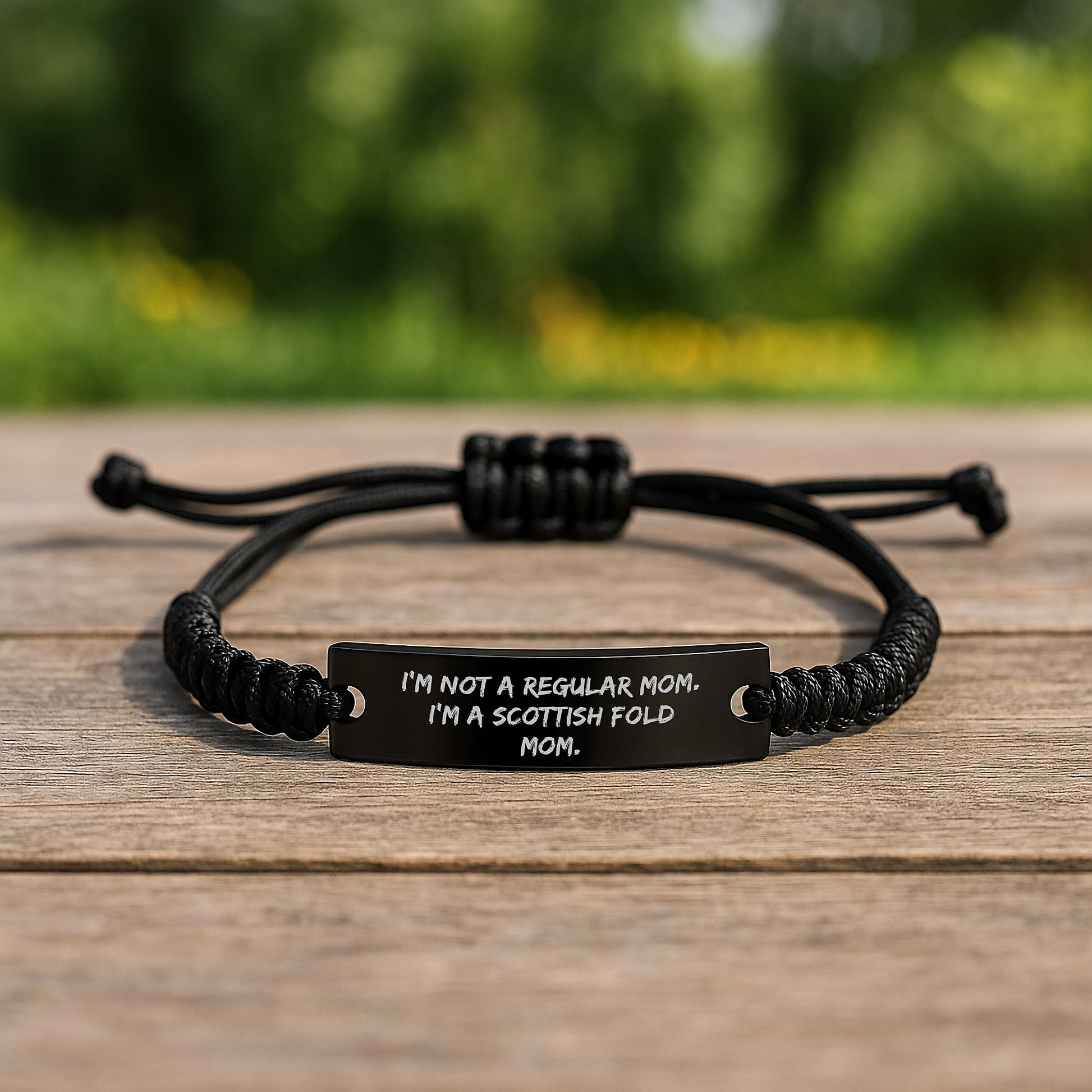 Funny Scottish Fold Cat Mom Gifts from Mom to Graduating Scottish Fold Cat Lovers - Adjustable Rope Bracelet - Image 2