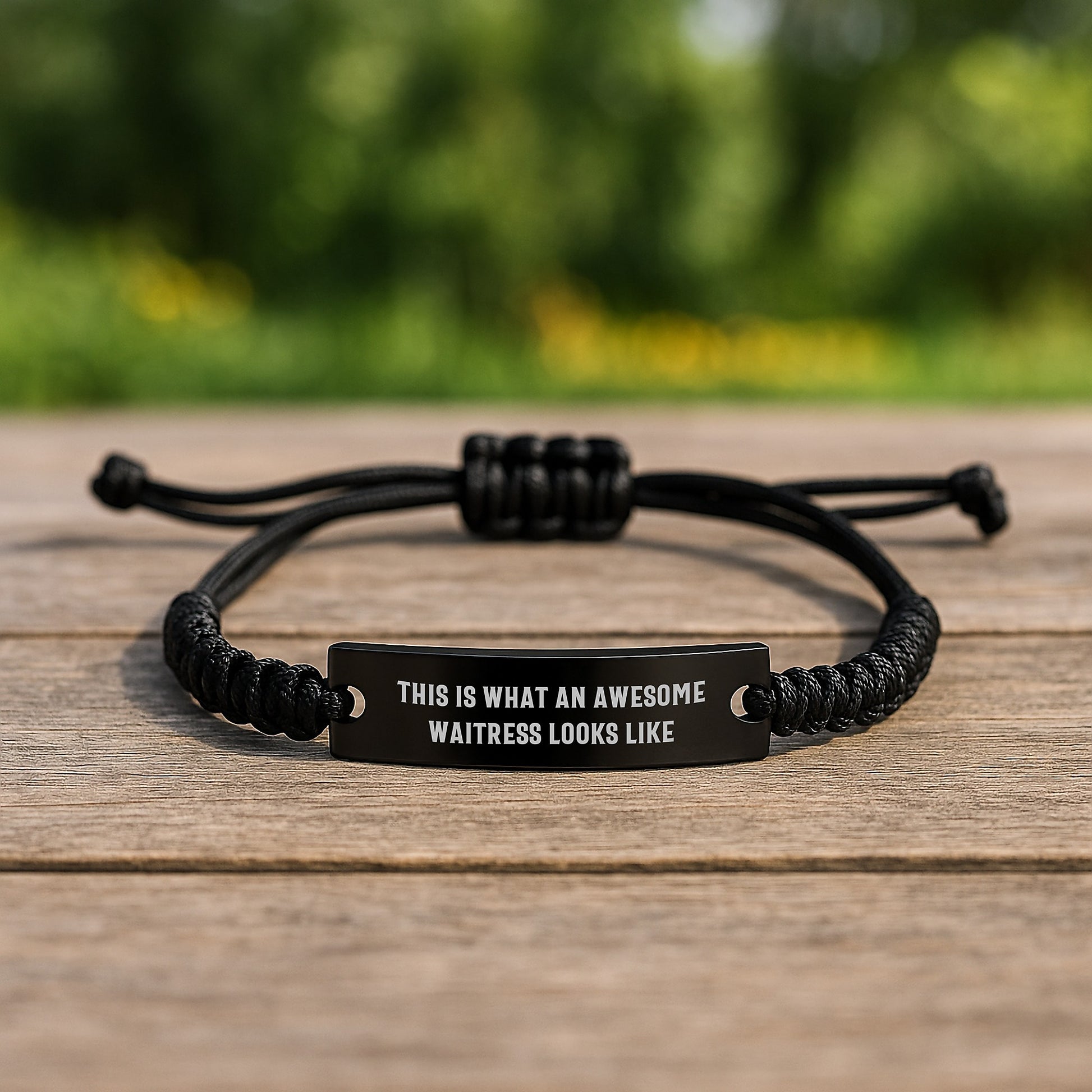 Funny Waitress Gifts, Engraved Rope Bracelet, This Is What An Awesome Waitress Looks Like, Birthday Unique Gifts from Friends, Gifts for Waitress - Image 2