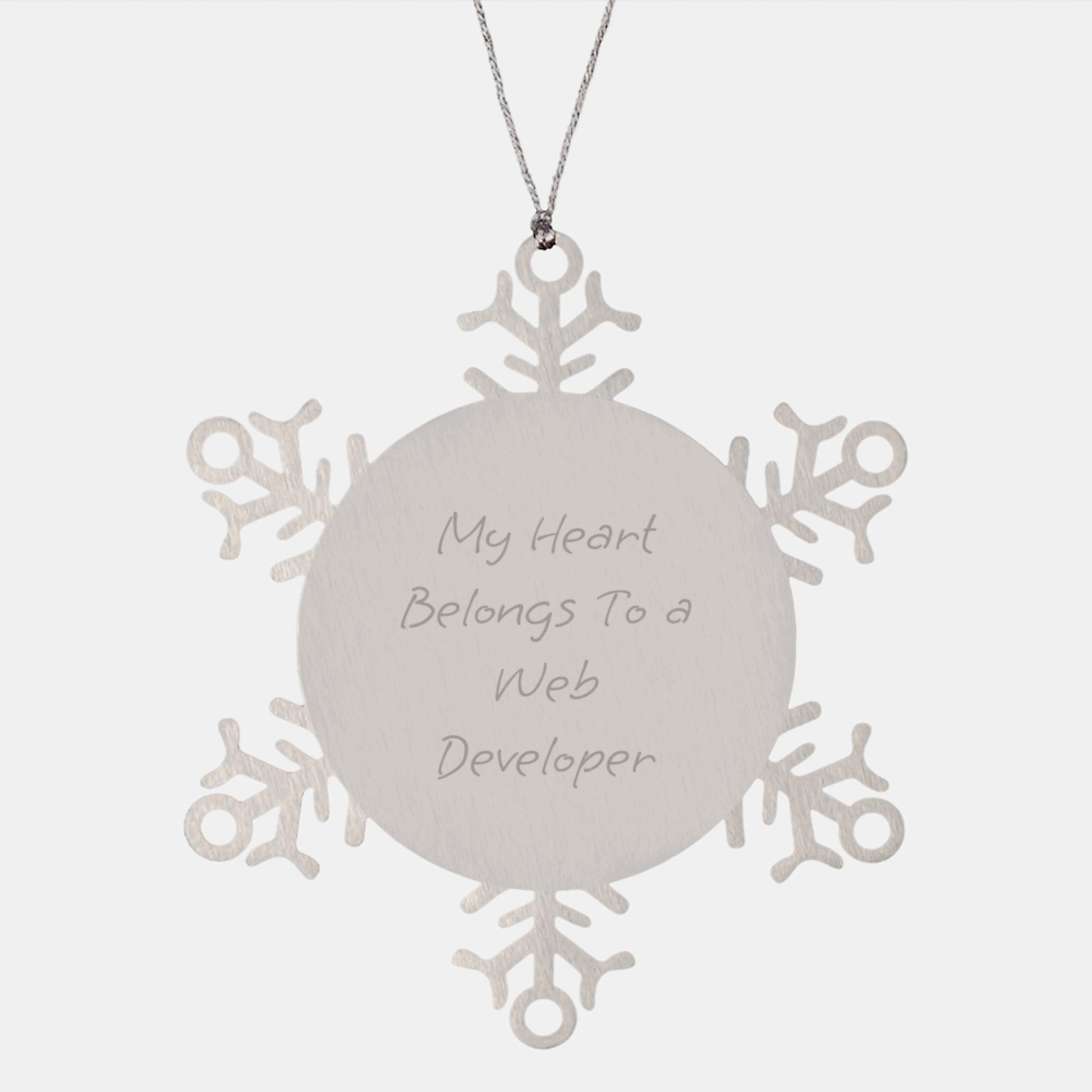 Funny Web Developer Gifts - Snowflake Ornament 'My Heart Belongs To A Web Developer' for Christmas - Gifts from Friends to Web Developers - Image 1