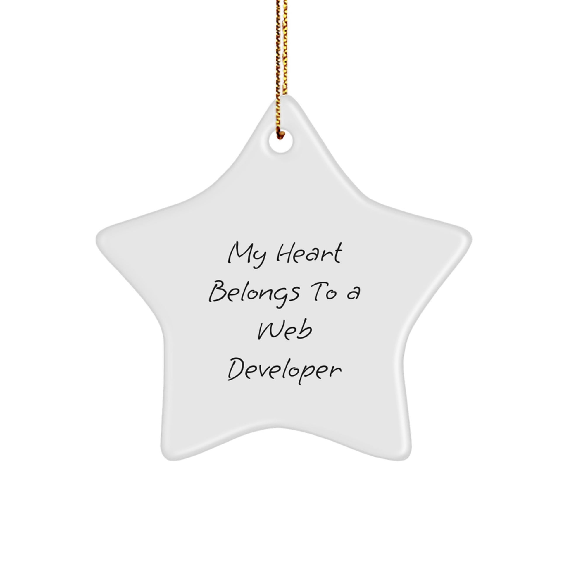 Funny Web Developer Gifts from Friends My Heart Belongs To A Web Developer Star Ornament for Christmas - Image 1