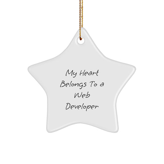 Funny Web Developer Gifts from Friends My Heart Belongs To A Web Developer Star Ornament for Christmas - Image 1