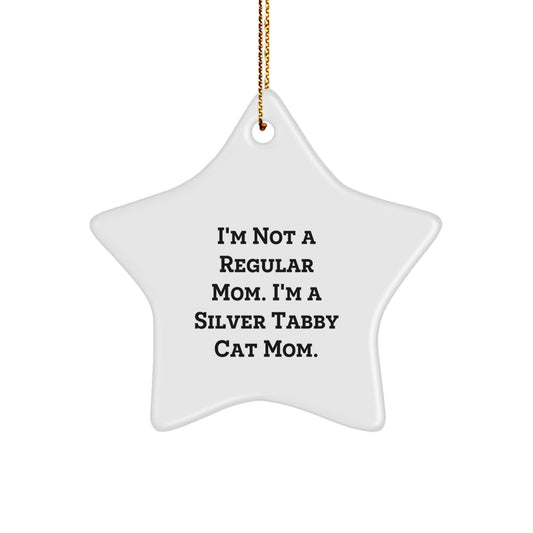 Funny Silver Tabby Cat Mom Star Ornament, Gifts from Family to Silver Tabby Cat, Christmas Unique Gifts - Image 1