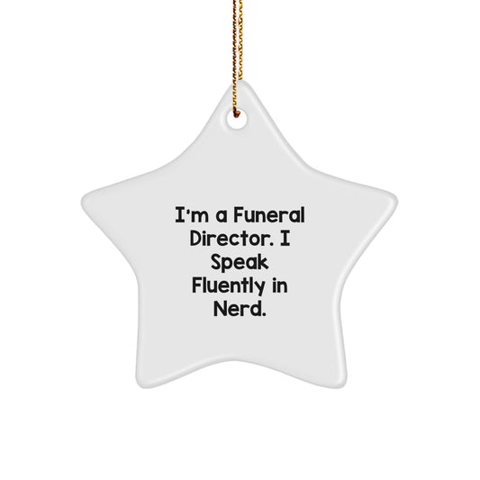 Gifts from Funeral Director Friends for Men, Funny Star Ornament with 'I Speak Fluently In genius' Quote, Unique Christmas Ideas - Image 1