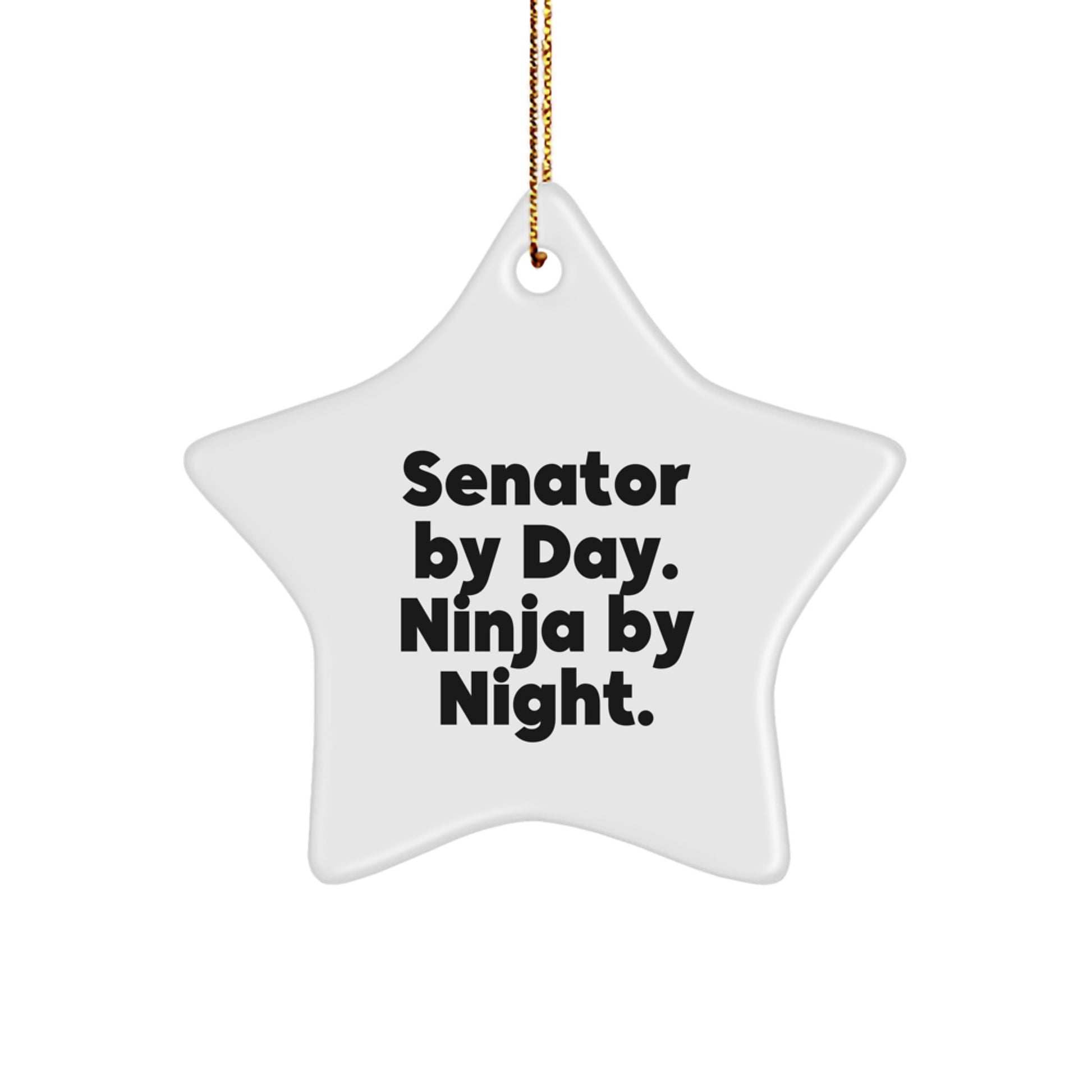 Senator Gifts for Men, Funny Star Ornament by Day, Ninja by Night, White Star Shaped, Christmas Unique Gifts from Friends, Perfect for Senator's Office - Image 1
