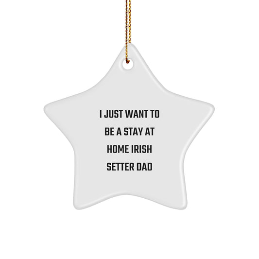 Irish Setter Dog Dad Christmas Star Ornament Gifts from Family, for Men, Funny Quote 'I Just Want To Be A Stay At Home Irish Setter Dad' - Image 1