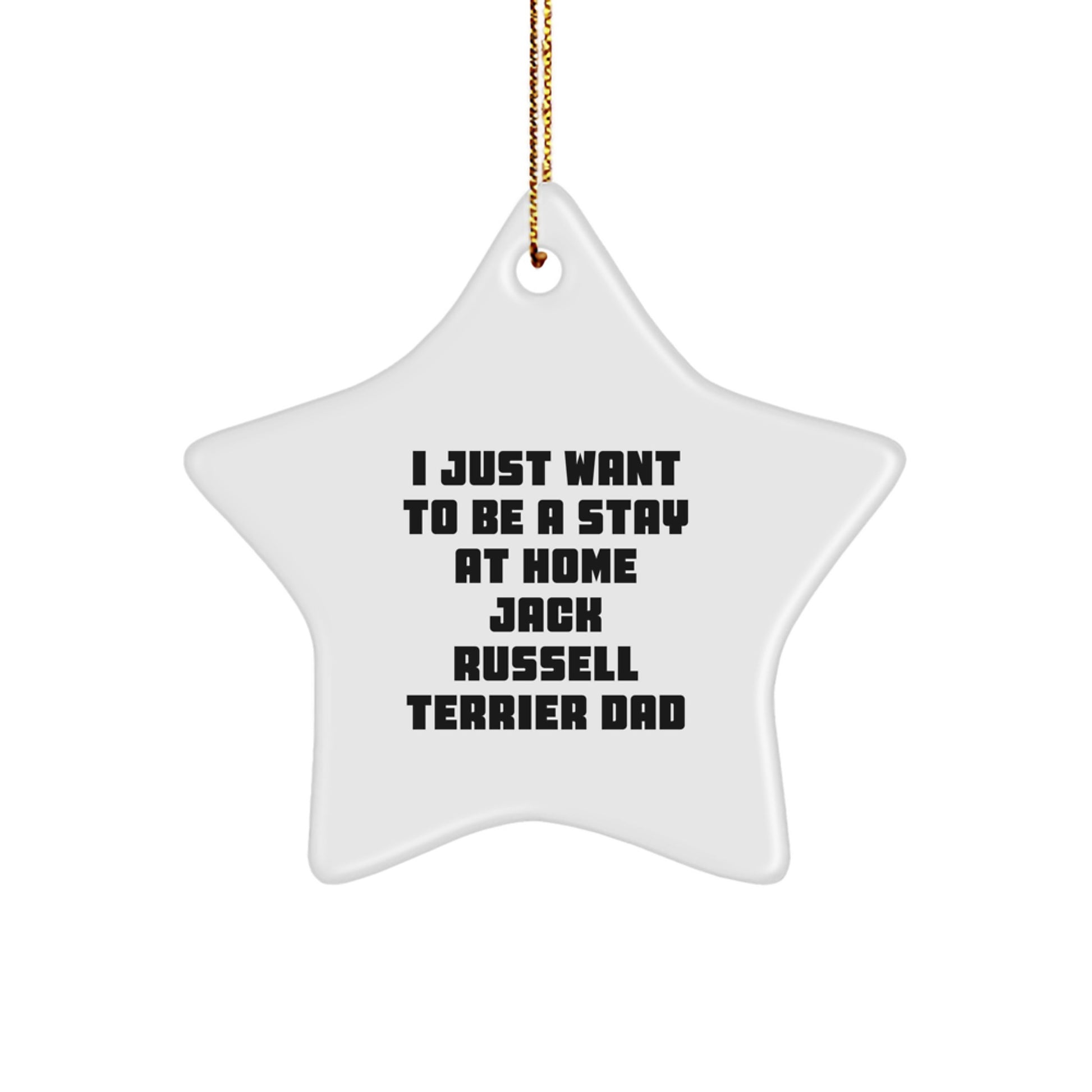 Funny Jack Russell Terrier Dad Gifts - I Just Want To Be A Stay At Home Dad Star Ornament, White, Christmas Unique Gifts from Family to Men - Image 1
