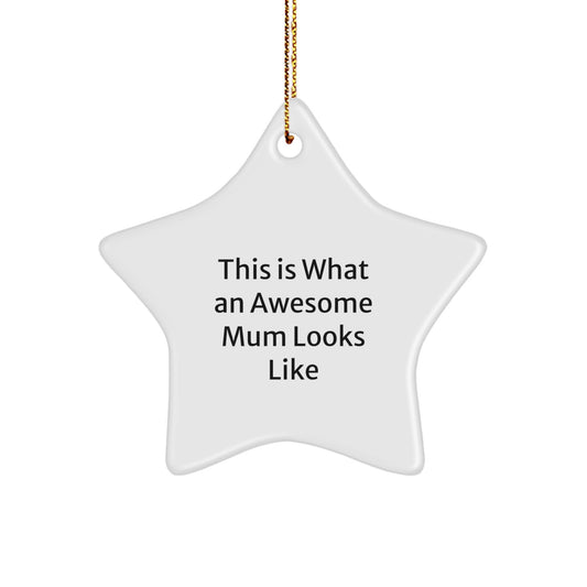 Funny Mum Gifts for Christmas - 'This Is What An Awesome Mum Looks Like' Star Ornament from Mum to Mum, Gifts from Family - Image 1