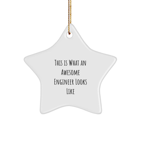 Funny Engineer Gifts for Men, Women, or Friends - 'This Is What An Awesome Engineer Looks Like' Star Ornament, White, 3.25' tall, Christmas Unique Gifts from Family or Coworkers - Image 1