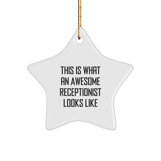 This Is What An Awesome Receptionist Looks Like, Funny Star Ornament Gifts from Friends for Christmas - Image 1