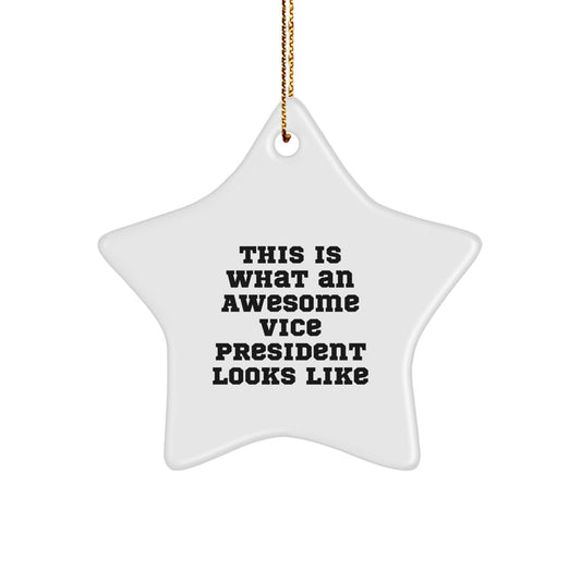 Funny Vice President Gifts from Friends - This Is What An Awesome Vice President Looks Like Star Ornament for Men, Women, or Coworkers, Christmas Unique Presents - Image 1