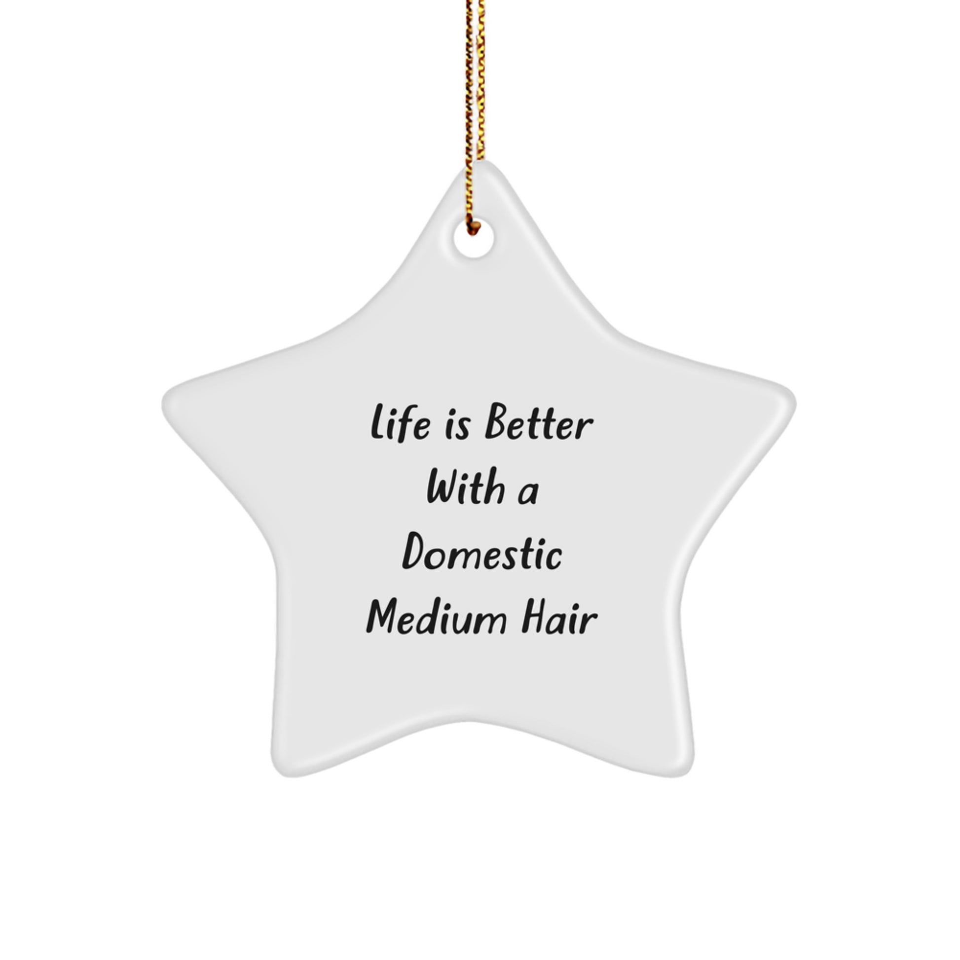 Funny Domestic Medium Hair Gifts from Friends for Christmas Star Ornament 'Life Is Better With A Domestic Medium Hair' - Image 1