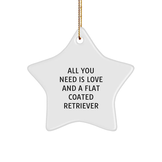 Flat Coated Retriever Dog Love Gifts from Family, Star Ornament Christmas Decorations, 'All You Need Is Love And A Flat Coated Retriever' Quote - Image 1