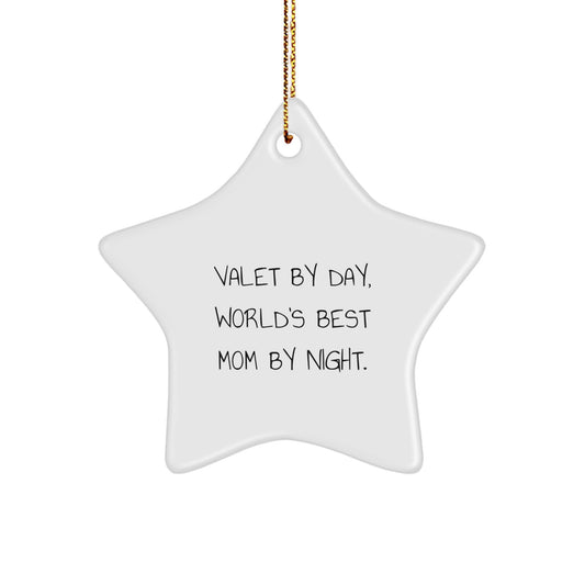 Valet By Day, World's Best Mom By Night, Star Ornament Gifts from Family - Image 1
