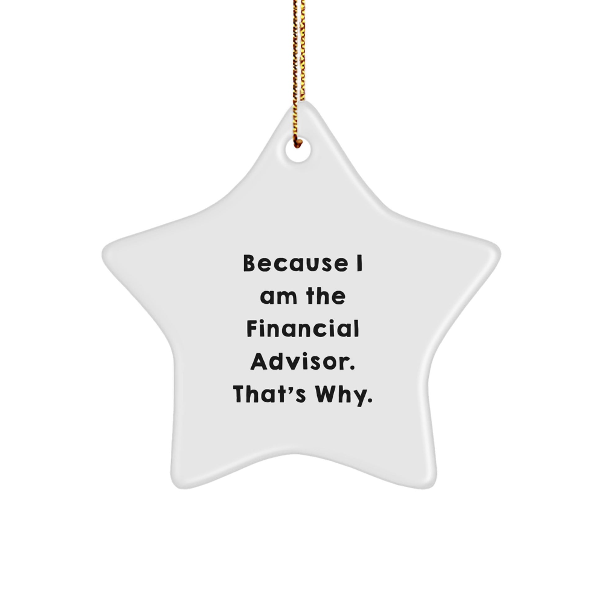 Financial Advisor Gifts from Friends, 'Because I Am The Financial Advisor. That's Why.' Star Ornament for Christmas, Gifts for Financial Advisor - Image 1