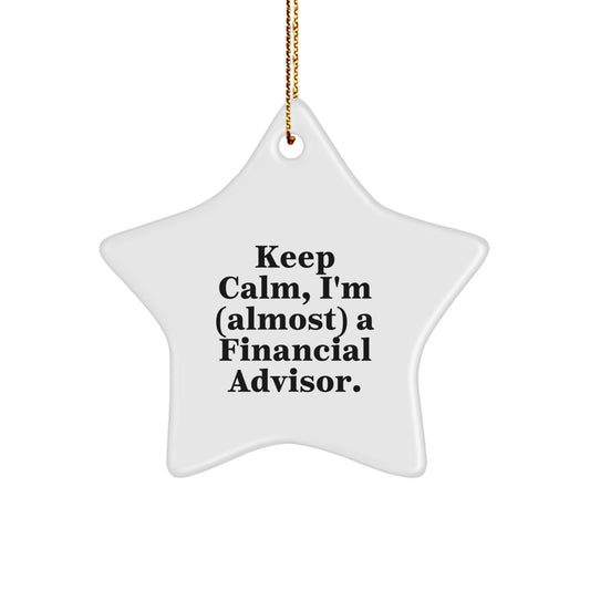 Keep Calm Gifts for Financial Advisors - Christmas Star Ornament, Funny Quote, Durable MDF Material, Perfect for Coworkers, Friends, Family - Gifts from Friends, Family, Coworkers - Image 1