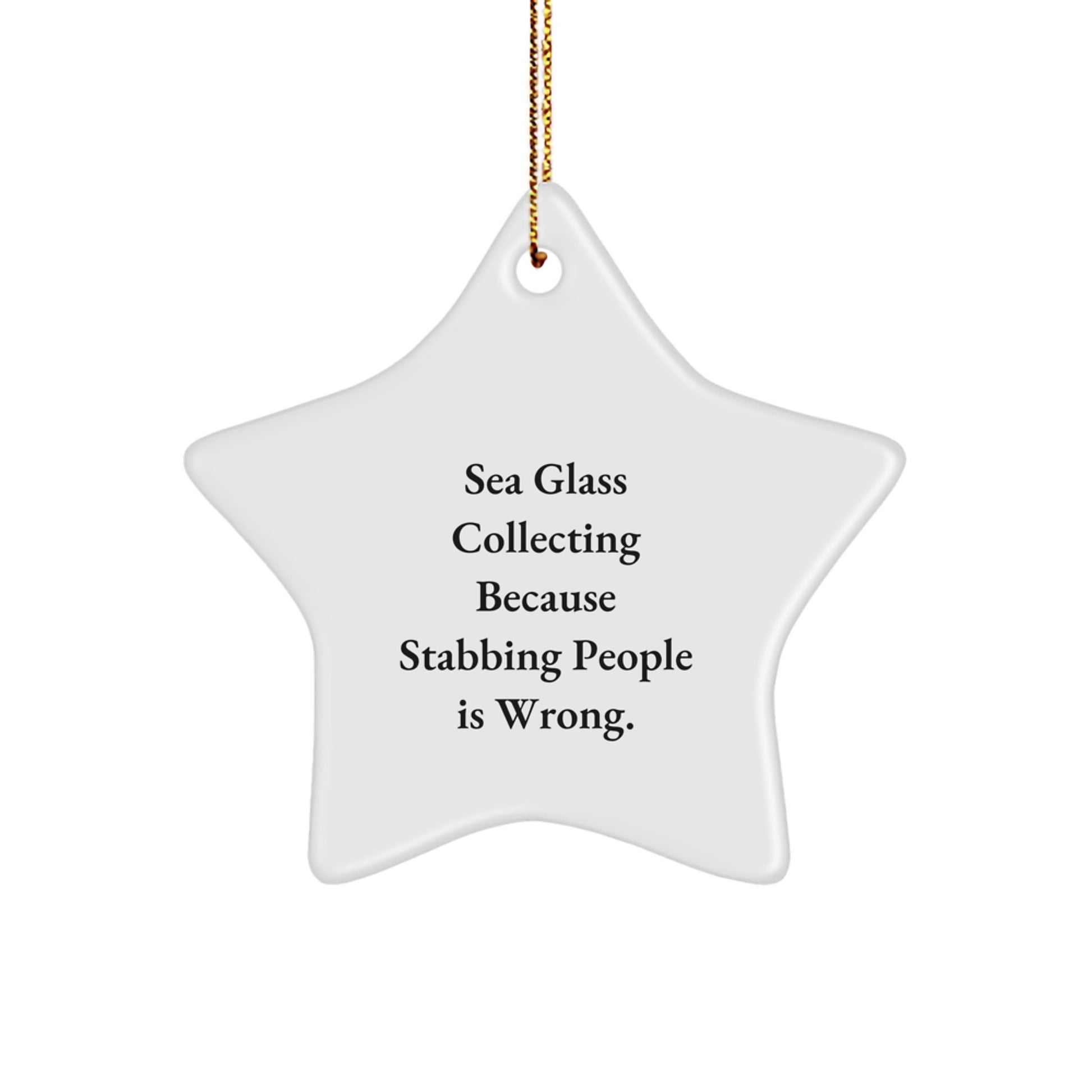 Sea Glass Collecting Gifts from Friends, Star Ornament with Funny Quote, White, Christmas Unique Finds for Women, Men, or Family - Image 1