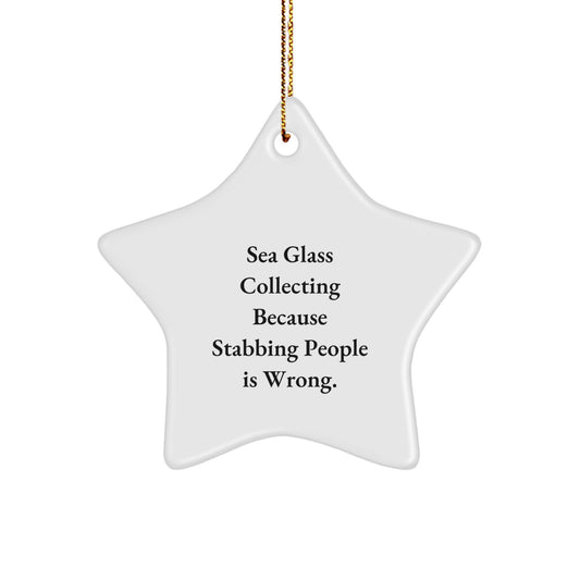 Sea Glass Collecting Gifts from Friends, Star Ornament with Funny Quote, White, Christmas Unique Finds for Women, Men, or Family - Image 1