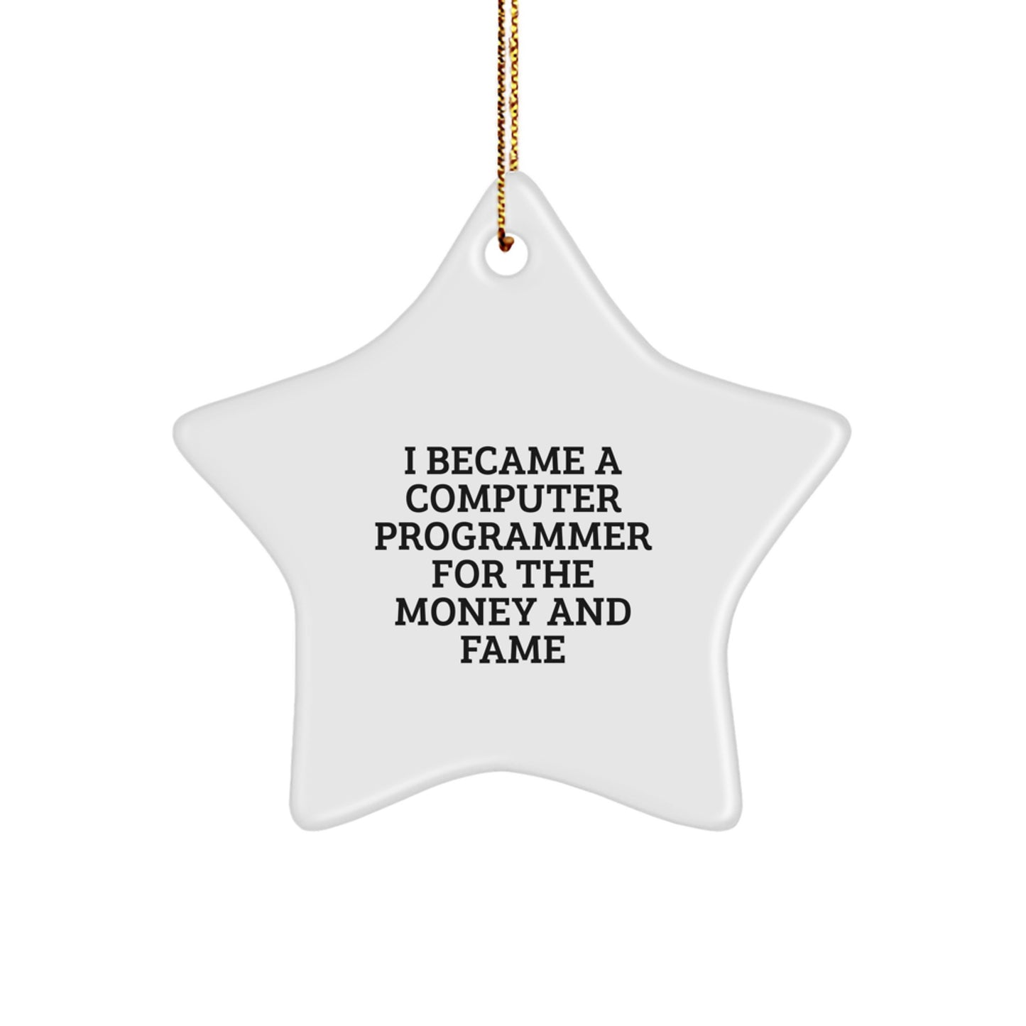 Funny Computer Programmer Gifts For Men, Computer Programmer Star Ornament, 'I Became A Computer Programmer For The Money And Fame' Quote, Christmas Unique Gifts From Friends to Family - Image 1