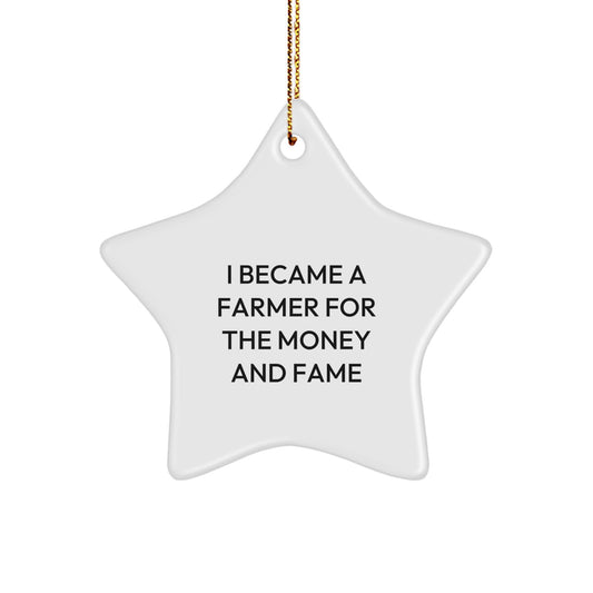 Funny Farmer Gifts - I Became A Farmer For The Money And Fame Star Ornament, Christmas Unique Gifts from Friends to Family - Image 1