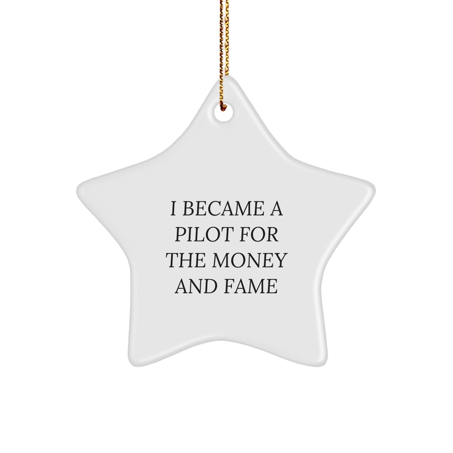 Pilot Gifts from Friends - Funny Star Ornament for Christmas - 'I Became A Pilot For The Money And Fame' Quote for Men, Women, and Family - Image 1