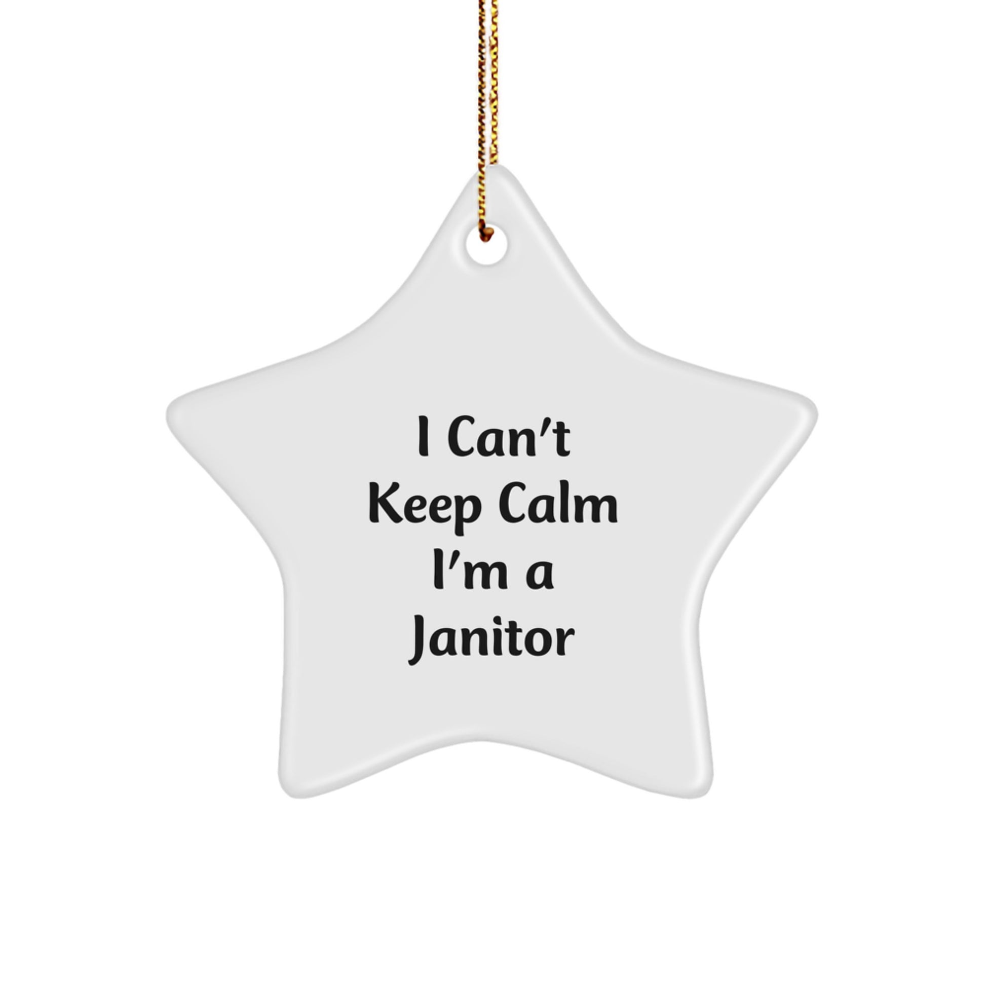 Funny Janitor Gifts, 'I Can't Keep Calm I'm A Janitor' Star Ornament for Christmas, Gifts from Family to Janitor Friends - Image 1