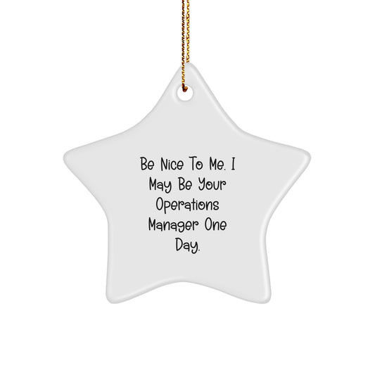 Funny Operations Manager Star Ornament Gifts from Friends to Women, 'Be Nice To Me' Humorous Christmas Decorations for Coworkers - Image 1