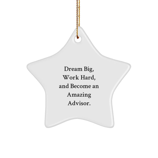 Funny Advisor Gifts from Friends - Star Ornament for Advisor with Inspirational Quote 'Dream Big, Work Hard, And Become An Amazing Advisor.' - Christmas Unique Gifts for Advisor - Image 1