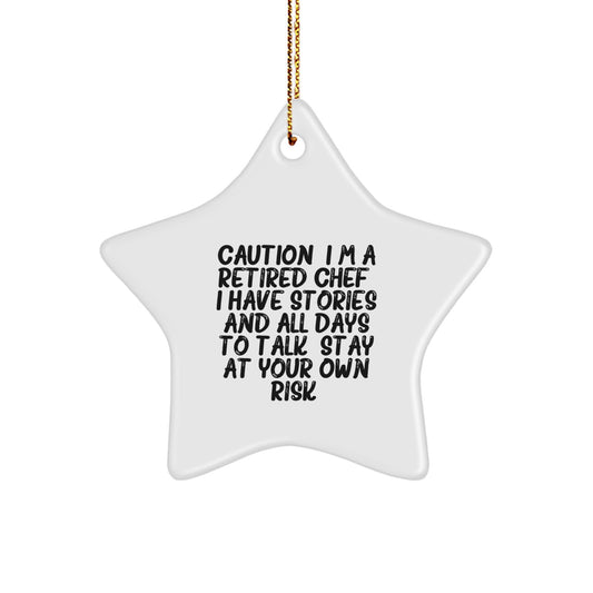 Funny Chef Gifts from Friends to Family - Caution: Stay At Your Own Risk! Star Ornament for Christmas - Image 1
