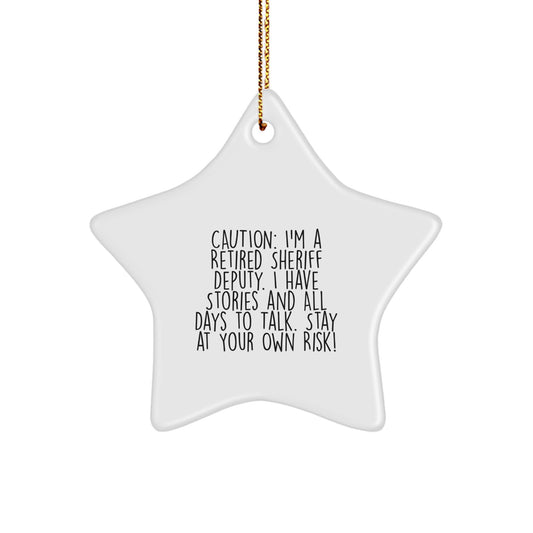 Funny Sheriff Deputy Gifts from Men - Caution Star Ornament for Sheriff Deputy Friends - Unique Christmas Unique Gifts for Sheriff Deputy Women - Image 1