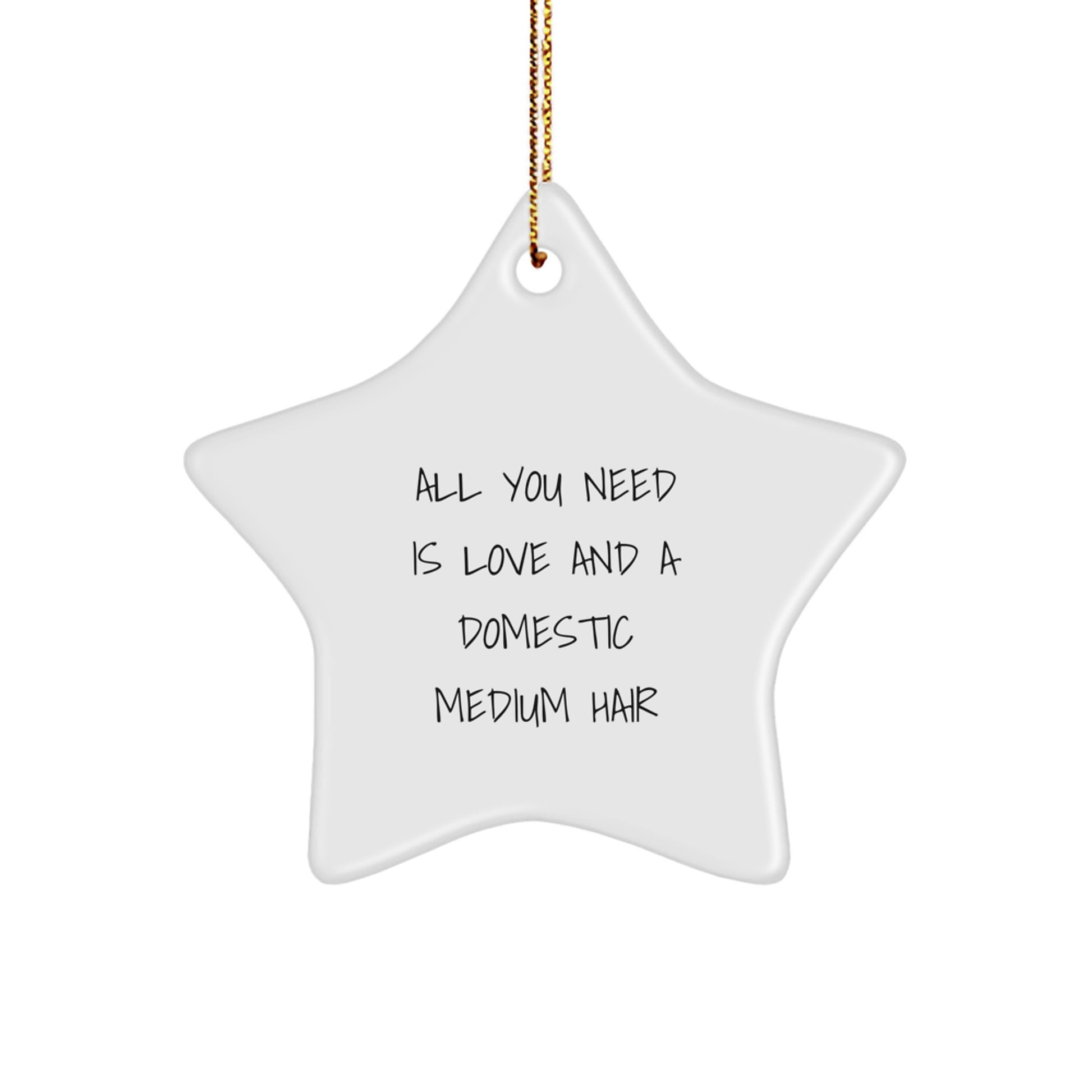 Gifts from Friends for Domestic Medium Hair Cat - All You Need Is Love And A Domestic Medium Hair Star Ornament, White, Christmas Unique Presents - Image 1