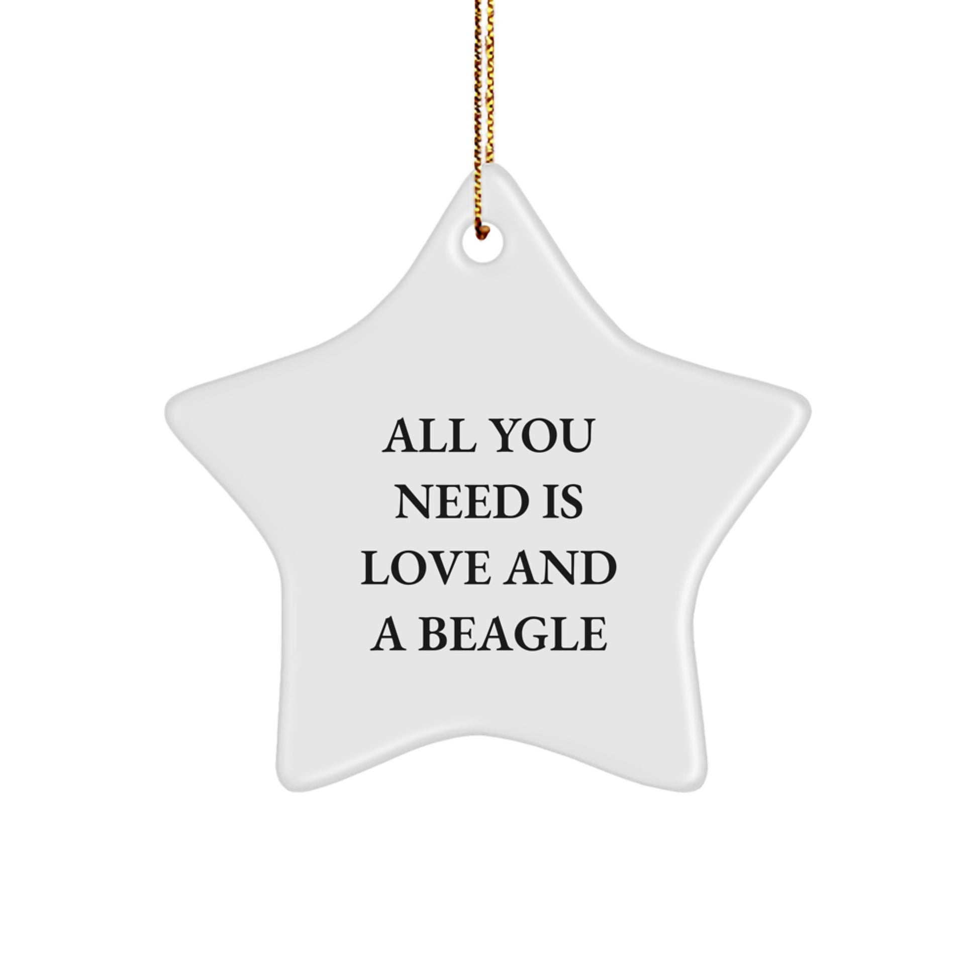 Beagle Dog Lovers Gifts from Men to Family - Star Ornament with 'All You Need Is Love And A Beagle' Quote, Unique Christmas Memorable Present - Image 1