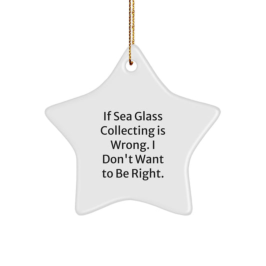 Sea Glass Collecting Gifts from Friends - 'If Sea Glass Collecting Is Wrong. I Don't Want To Be Right.' Star Ornament for Christmas - Image 1