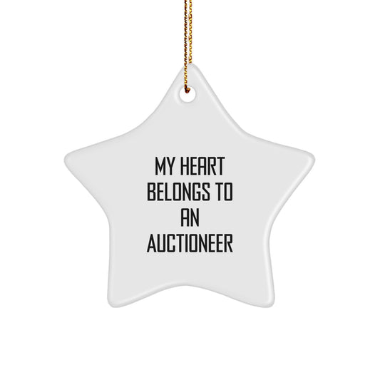 Funny Auctioneer Gifts from Men to Friends - My Heart Belongs To An Auctioneer Star Ornament for Christmas - Image 1